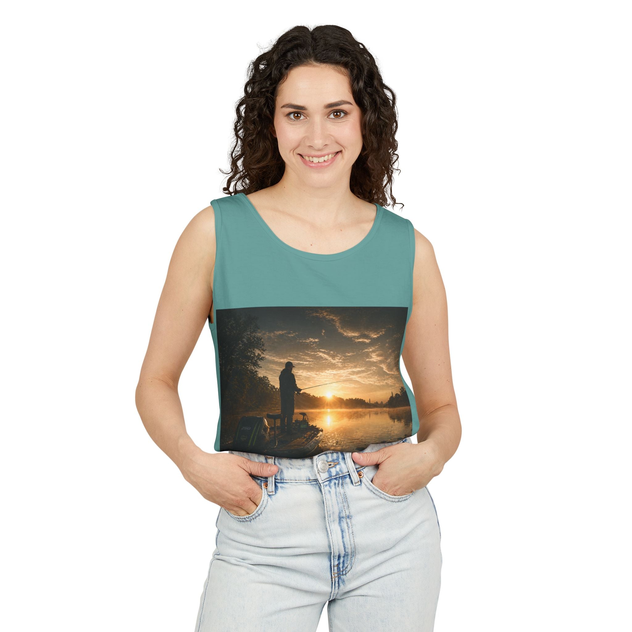 Fishing Sunrise Tank Top — FishingHoleZ Bass Graphic Tank