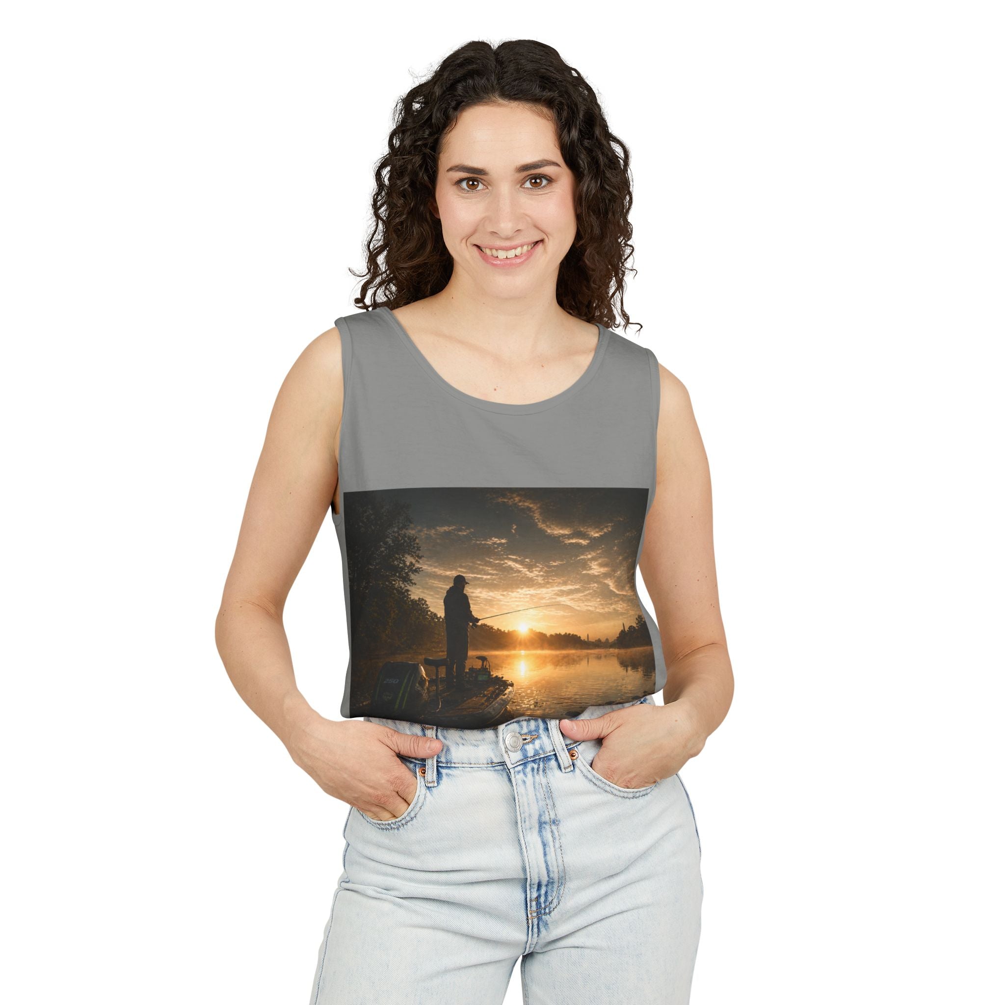 Fishing Sunrise Tank Top — FishingHoleZ Bass Graphic Tank