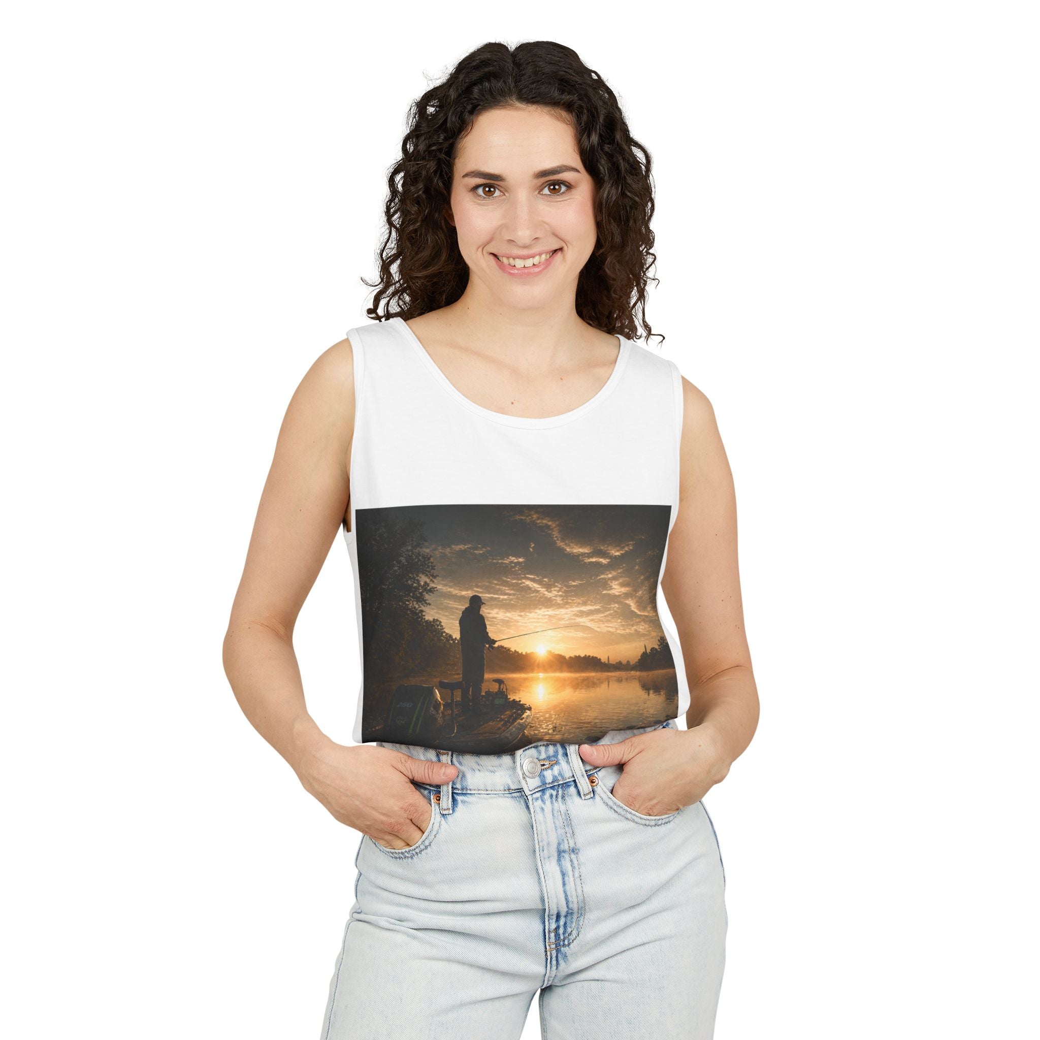 Fishing Sunrise Tank Top — FishingHoleZ Bass Graphic Tank